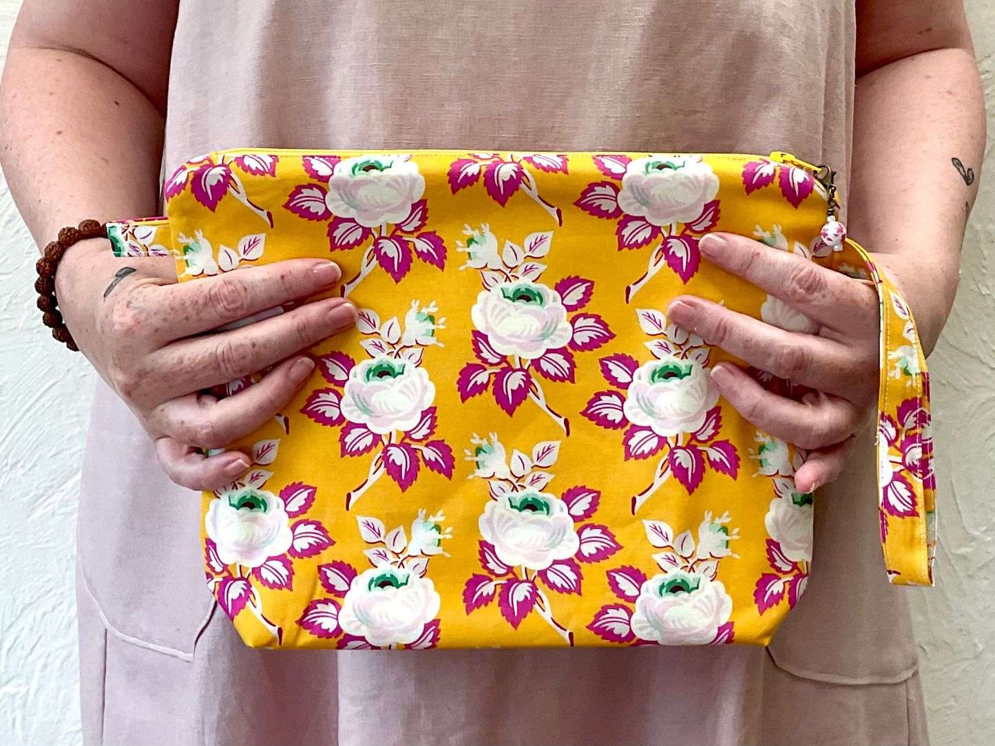 Sock size project bag yellow rose