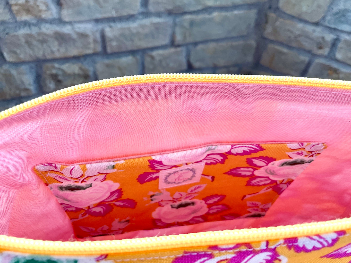 Sock size project bag yellow rose