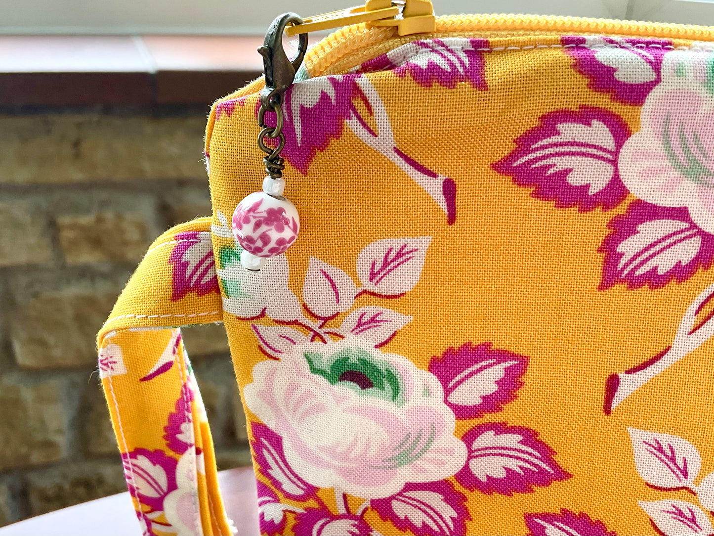 Sock size project bag yellow rose